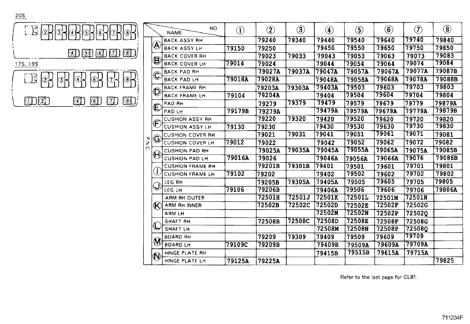 79103-36040 FRAME SUB-ASSY, NO.1 SEAT BACK, LH product image