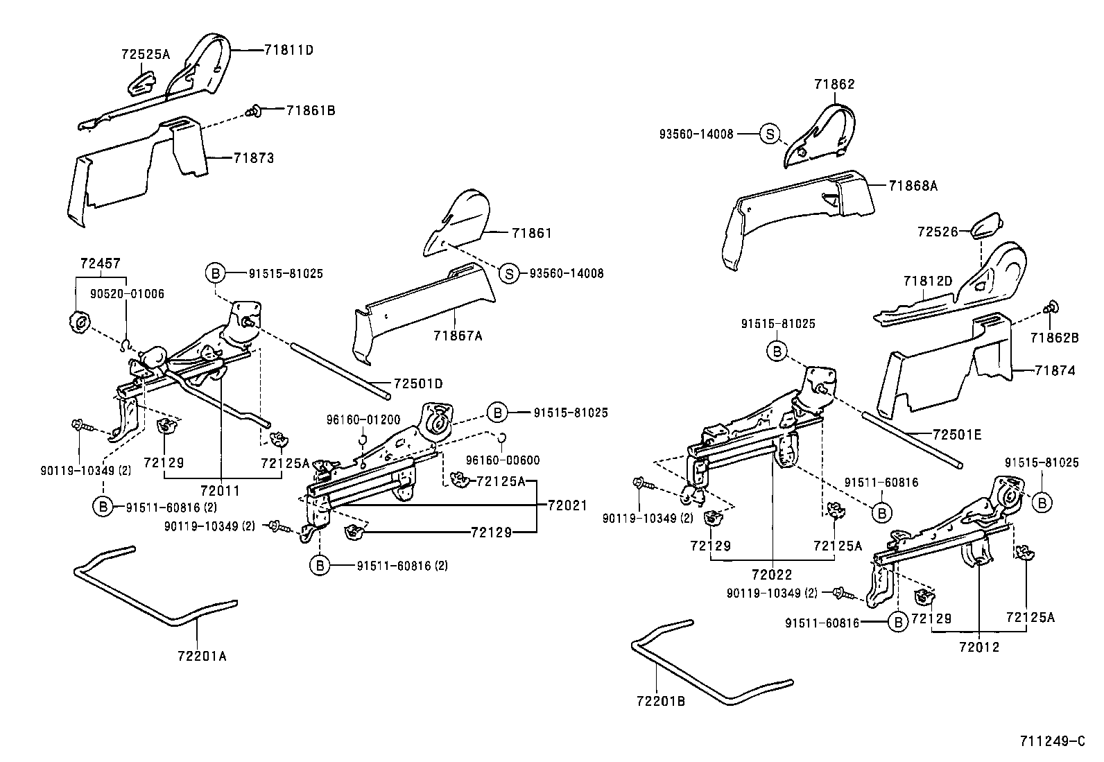 71012-46010 FRAME SUB-ASSY, FRONT SEAT CUSHION, LH product image