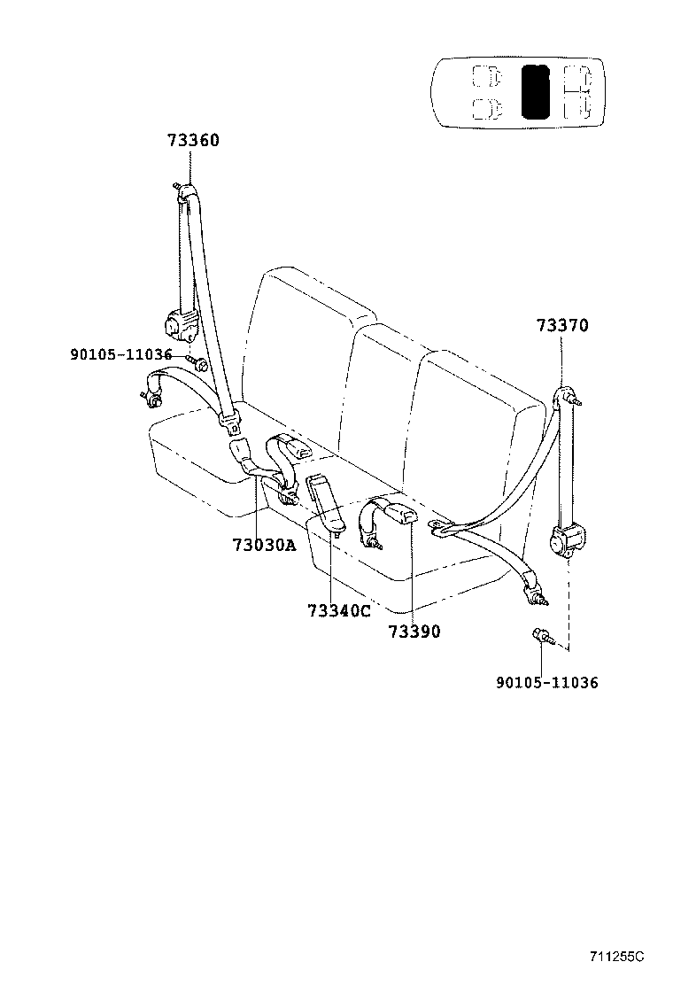 73030-28100-B0 BELT ASSY, REAR SEAT LAP TYPE, RH product image