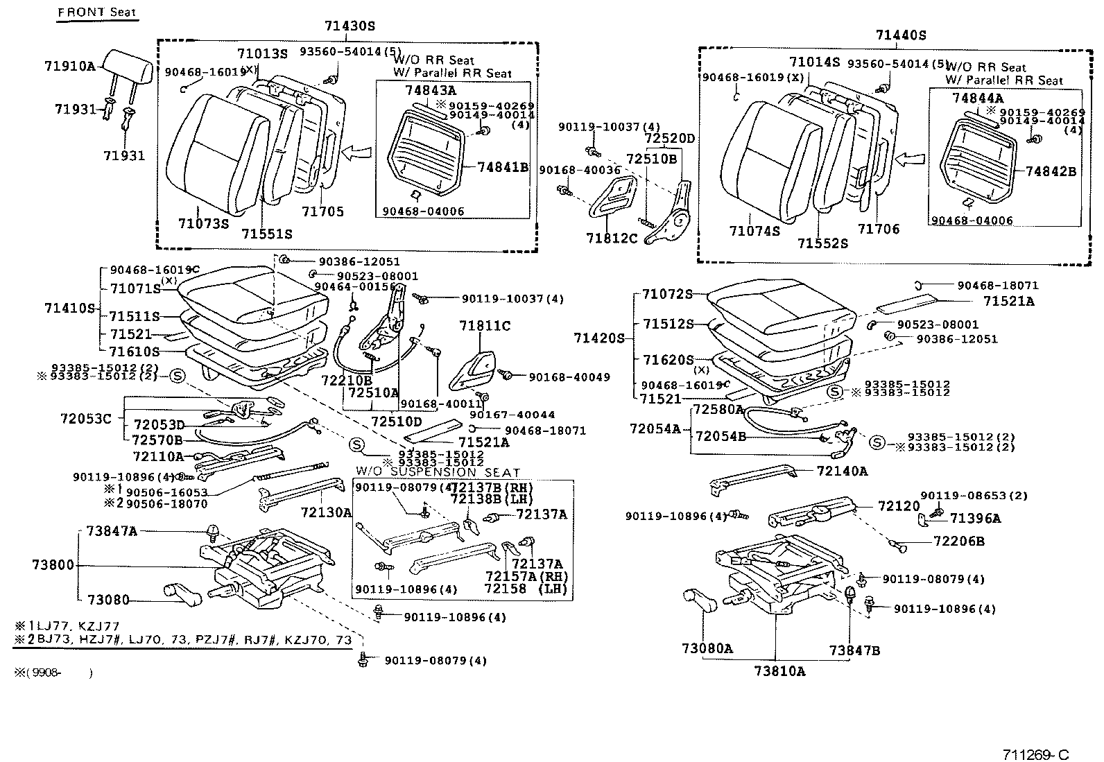71014-60122 FRAME SUB-ASSY, FRONT SEAT BACK, LH product image