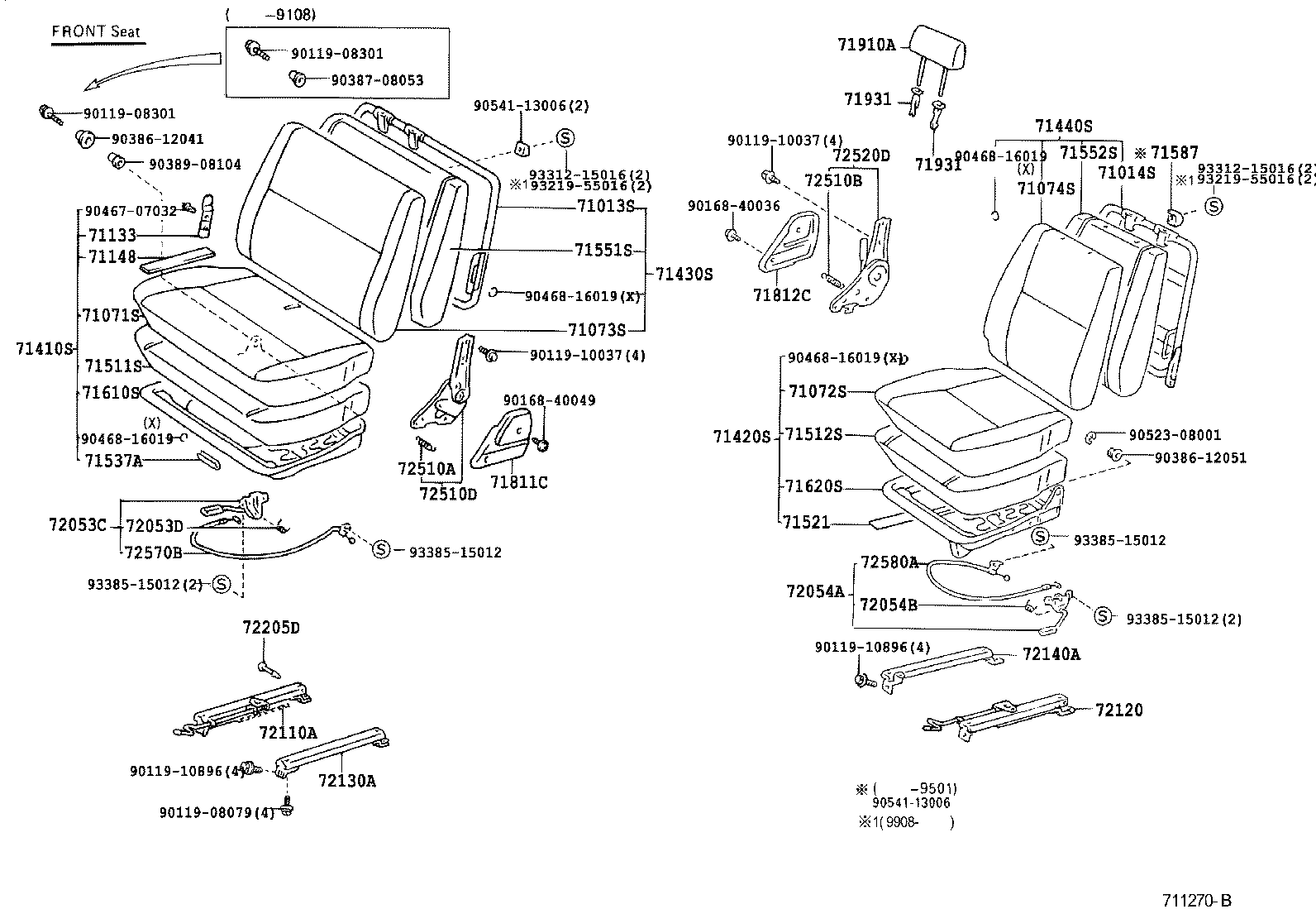 71014-60122 FRAME SUB-ASSY, FRONT SEAT BACK, LH product image