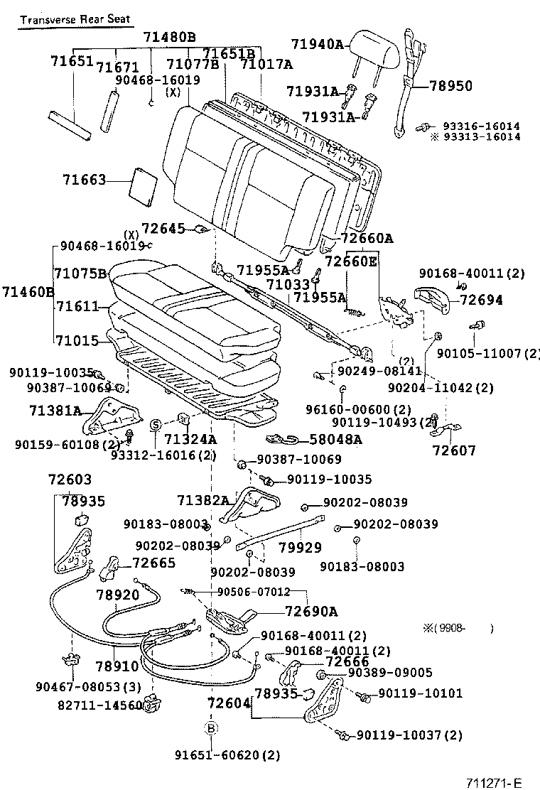 71014-60122 FRAME SUB-ASSY, FRONT SEAT BACK, LH product image