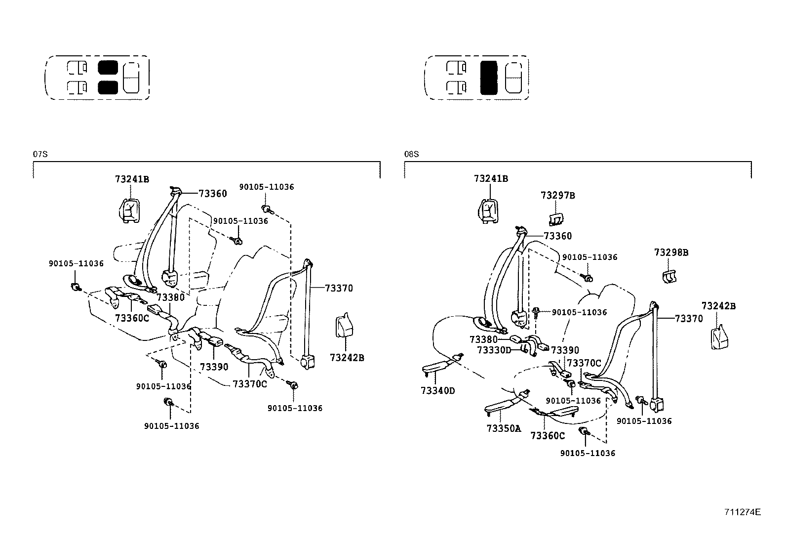 73030-28100-B0 BELT ASSY, REAR SEAT LAP TYPE, RH product image