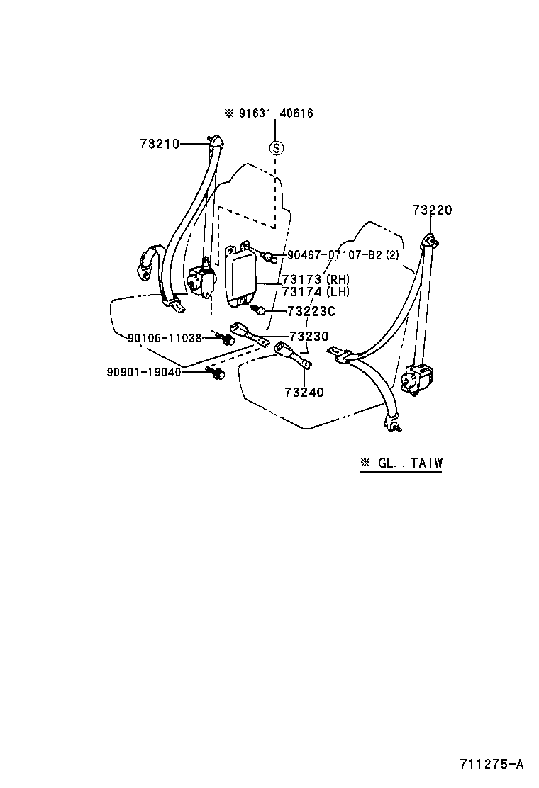 73230-0B080-B0 BELT ASSY, FRONT SEAT INNER, RH product image