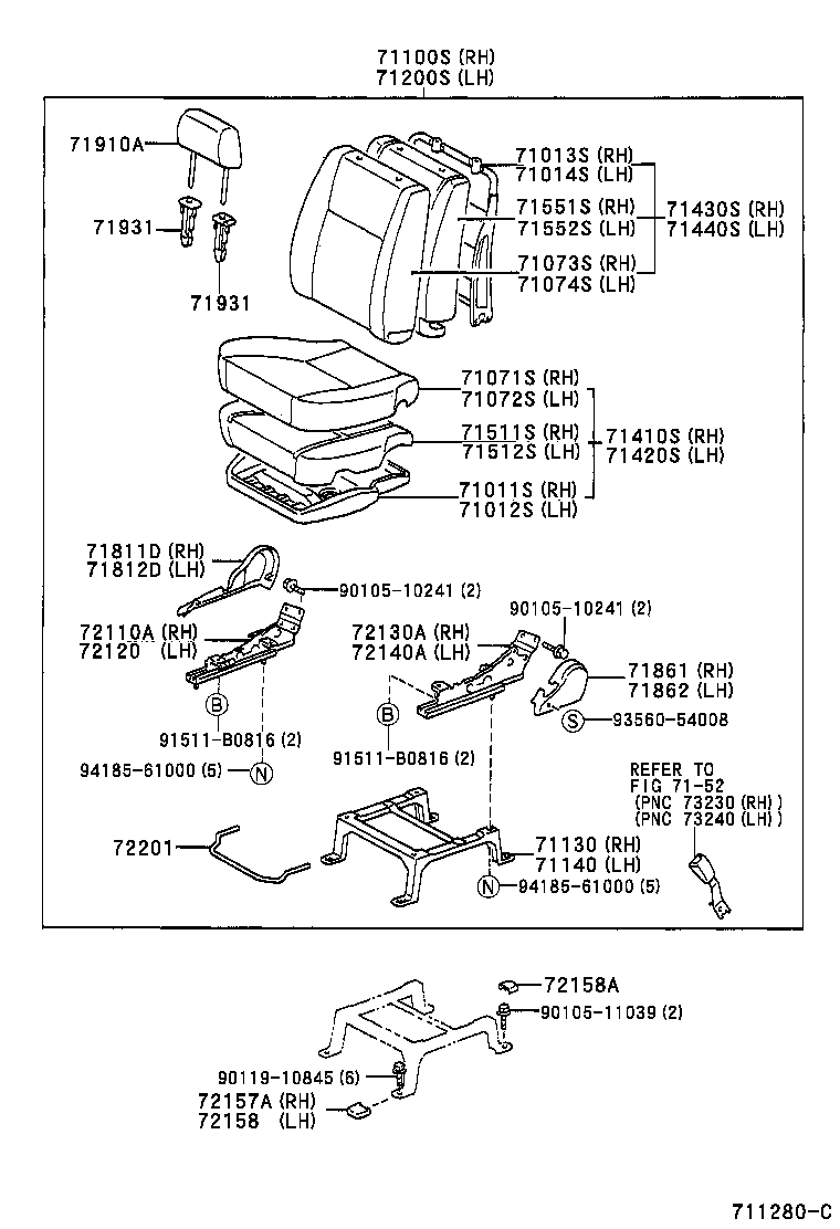 79103-0B080 FRAME SUB-ASSY, NO.1 SEAT BACK, RH product image