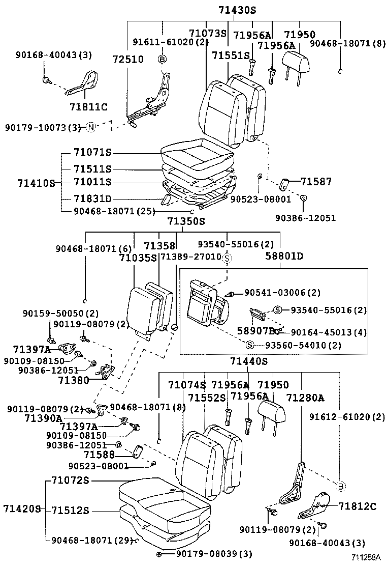 71033-27010 PAD, CENTER SEAT BACK product image