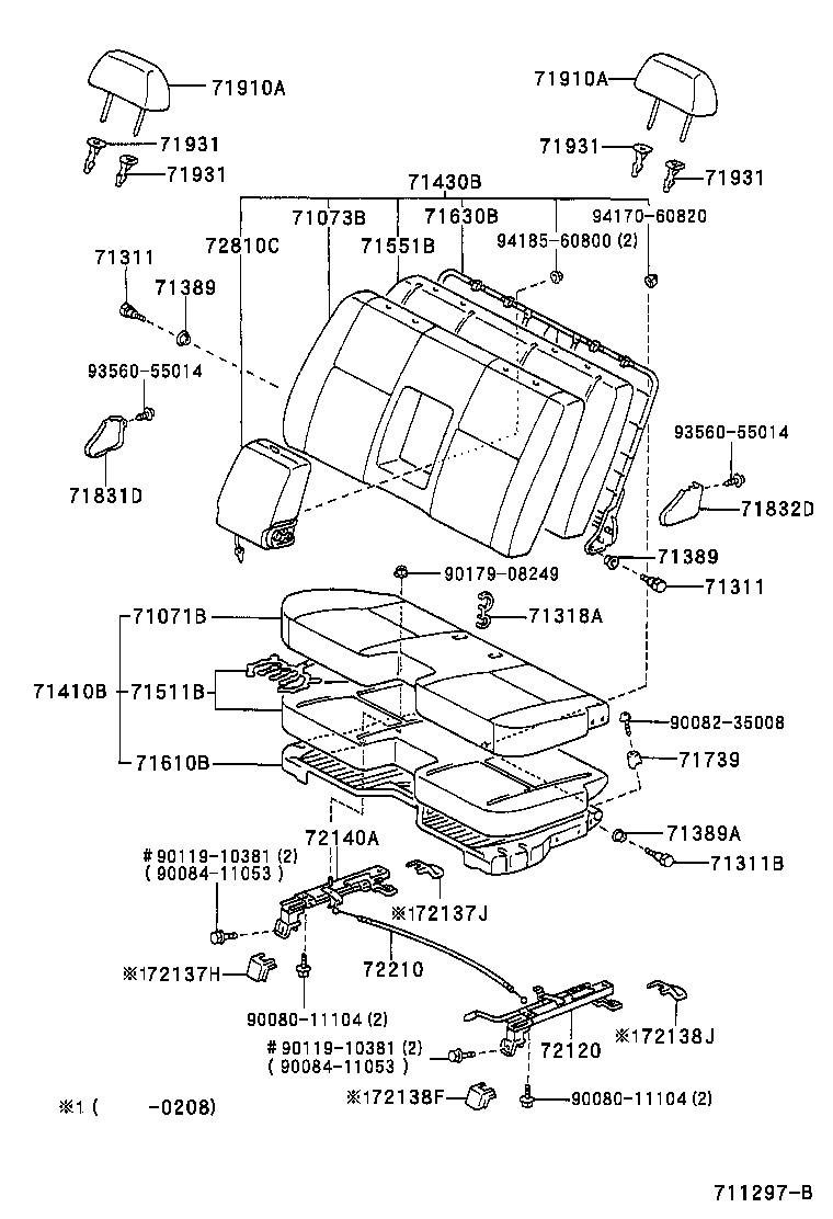 Toyota 71073-0C040-B3 COVER, FRONT SEAT BACK, RH(FOR SEPARATE TYPE)