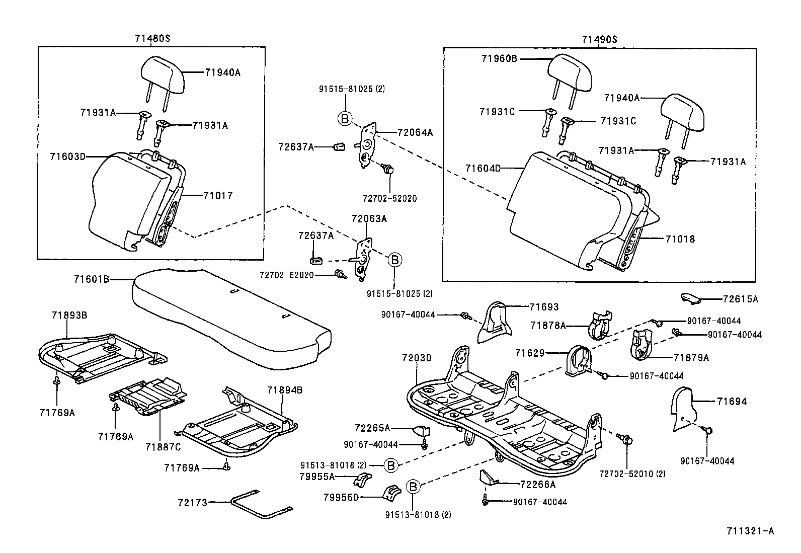 71017-52010 FRAME SUB-ASSY, REAR SEAT BACK, RH product image