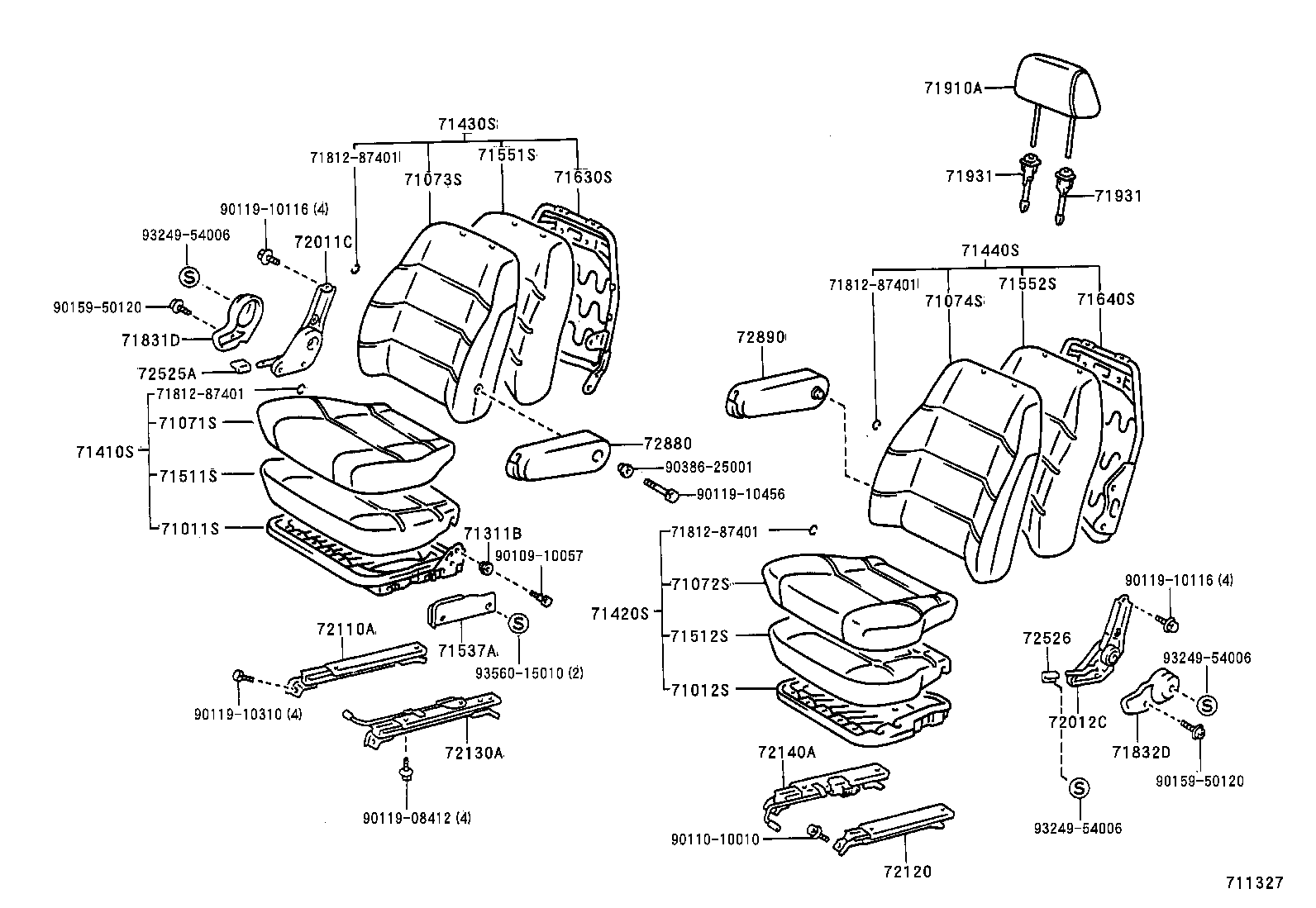 71033-87008 LEG SUB-ASSY, REAR SEAT CUSHION product image