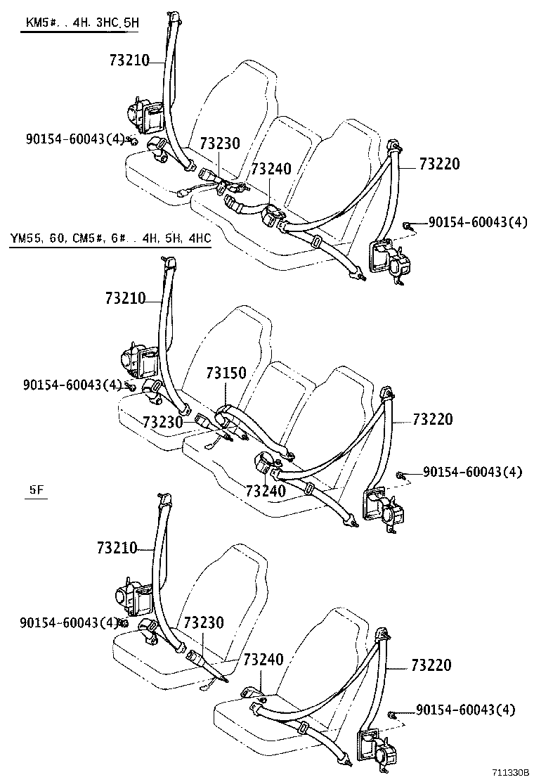 73240-27010-B0 BELT ASSY, FRONT SEAT INNER, LH product image