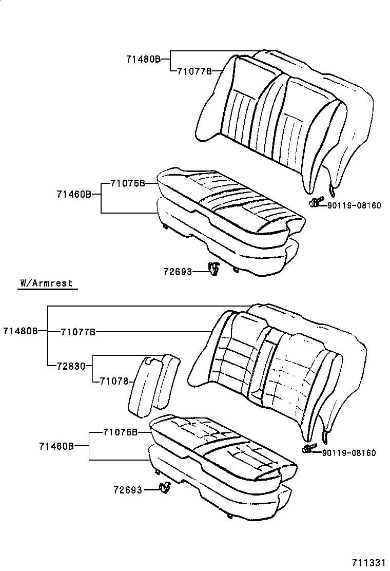 71663-91258 PAD, REAR SEAT BACK, LOWER product image