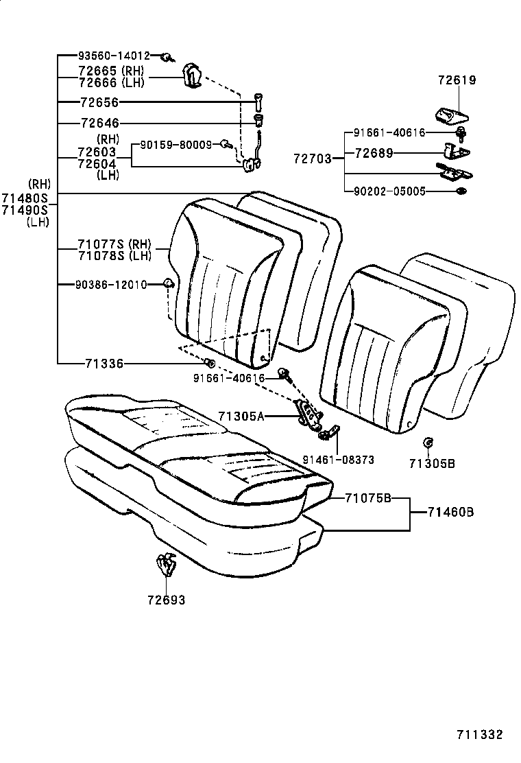 71663-91258 PAD, REAR SEAT BACK, LOWER product image