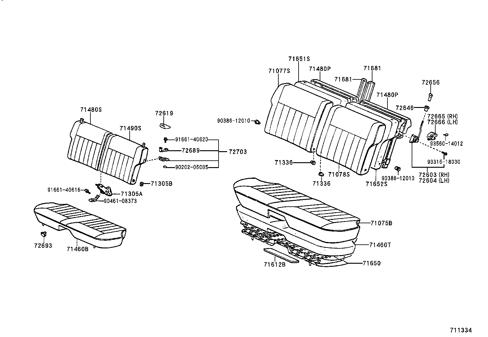 71663-91258 PAD, REAR SEAT BACK, LOWER product image