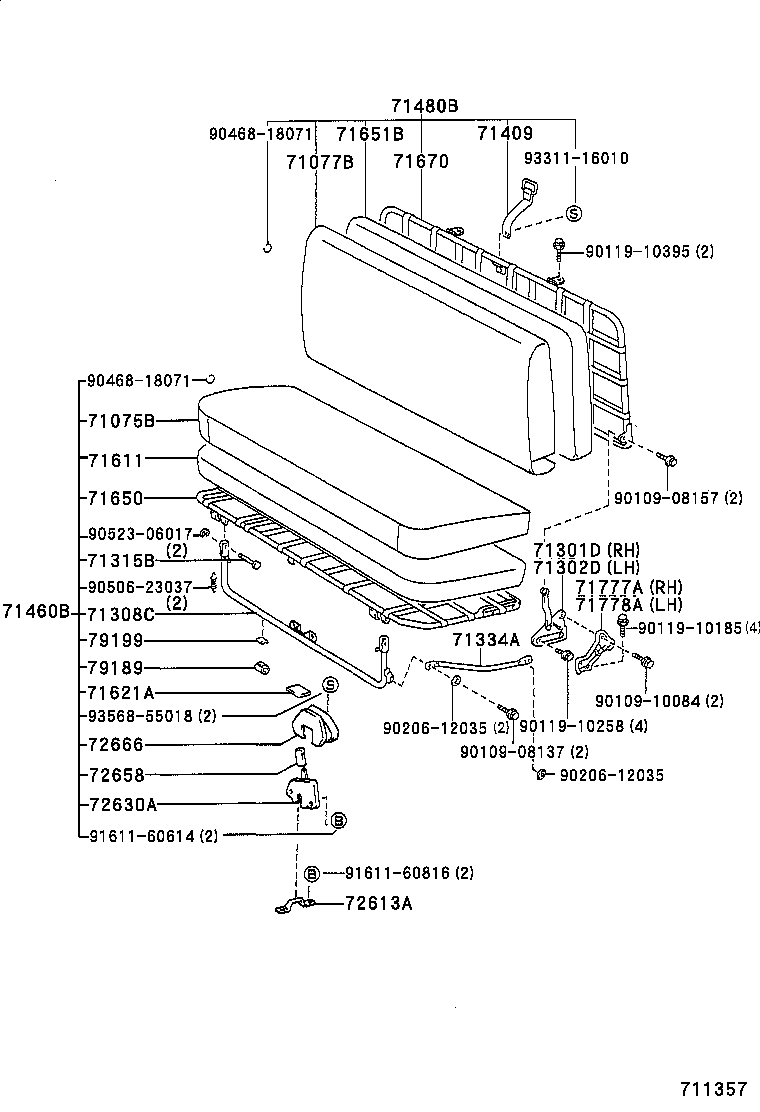 71501-37010 PAD, FRONT SEAT CUSHION, RH(FOR SEPARATE TYPE) product image