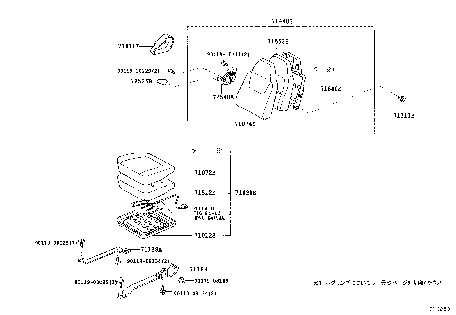 71052-37120 PAD, FRONT SEAT CUSHION, LH (FOR SEPARATE TYPE) product image