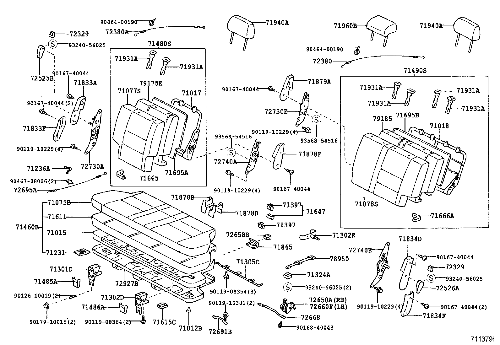 71017-60410 FRAME SUB-ASSY, REAR SEAT BACK, RH product image