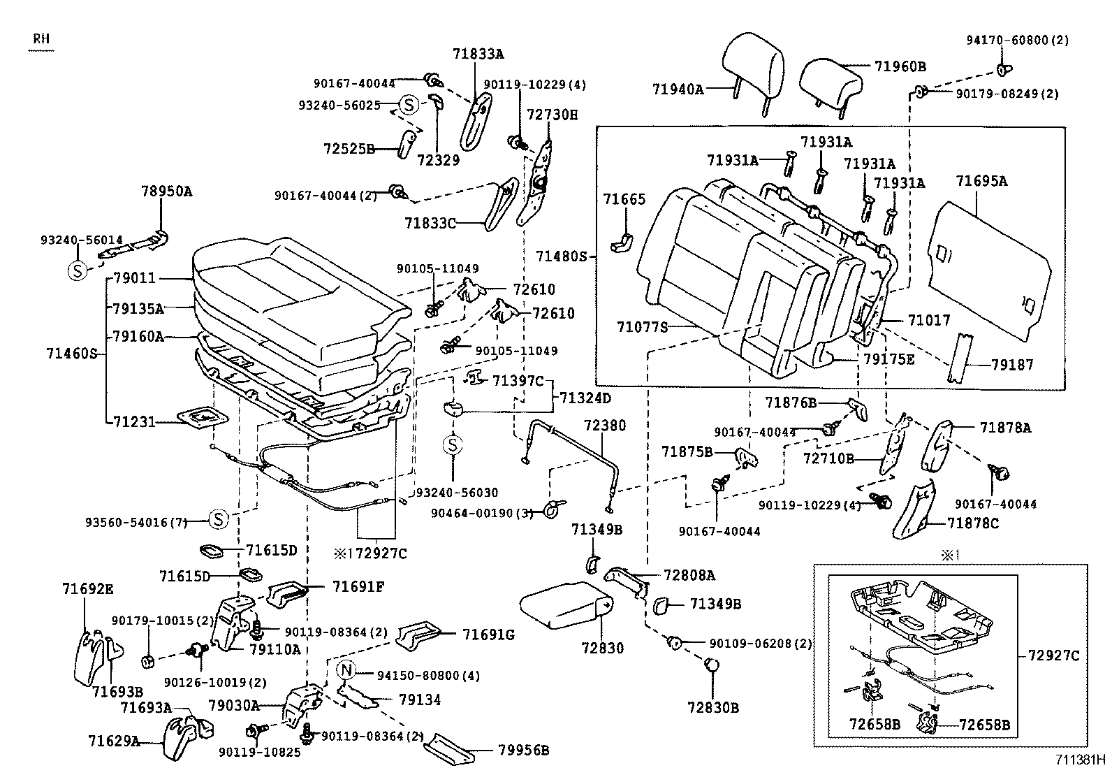 71017-60410 FRAME SUB-ASSY, REAR SEAT BACK, RH product image