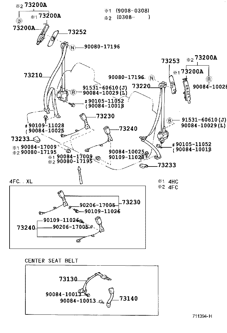 Toyota 73230-AC020-B0 BELT ASSY, FRONT SEAT INNER, RH