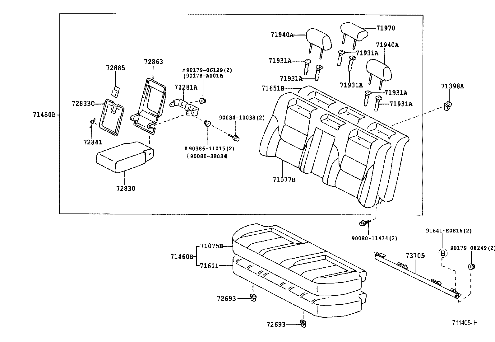 Toyota 71075-AC071-A5 COVER, REAR SEAT CUSHION (FOR BENCH TYPE)