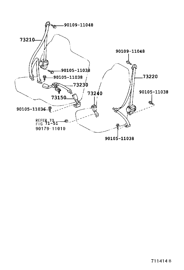 73240-37170-B0 BELT ASSY, FRONT SEAT INNER, LH product image