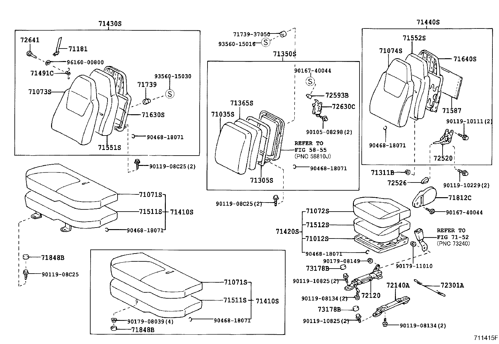 71502-37180 PAD, FRONT SEAT CUSHION, LH (FOR SEPARATE TYPE) product image