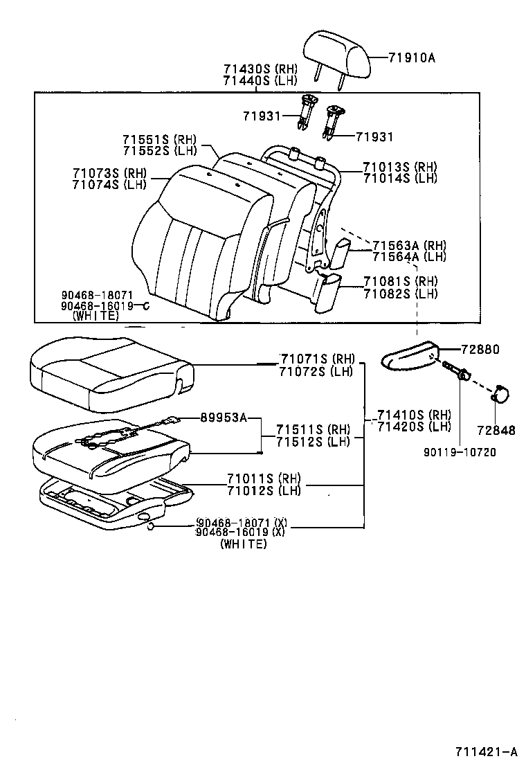 71013-44020 FRAME SUB-ASSY, FRONT SEAT BACK, RH product image
