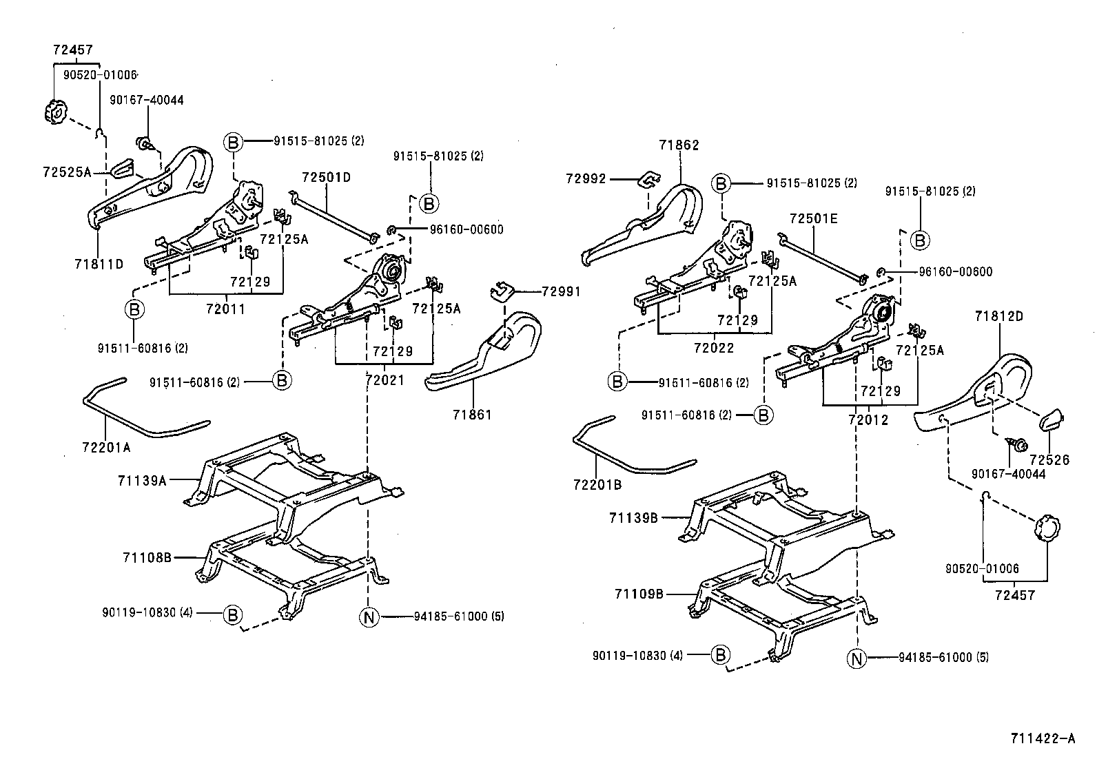 71013-44020 FRAME SUB-ASSY, FRONT SEAT BACK, RH product image
