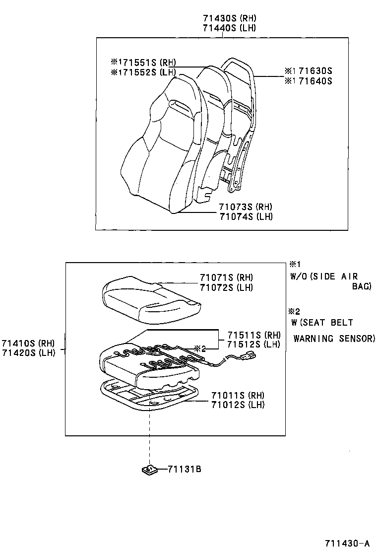 71040-20171-C2 BACK ASSY, FRONT SEAT, RH(FOR SEPARATE TYPE) product image