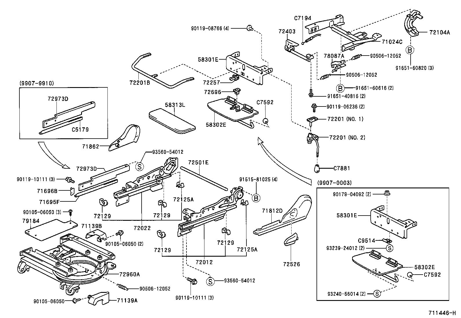 71012-46010 FRAME SUB-ASSY, FRONT SEAT CUSHION, LH product image