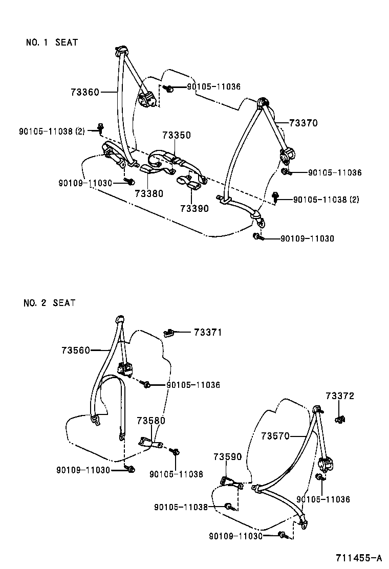 73350-44010-B0 BELT ASSY, REAR SEAT LAP TYPE, CENTER product image