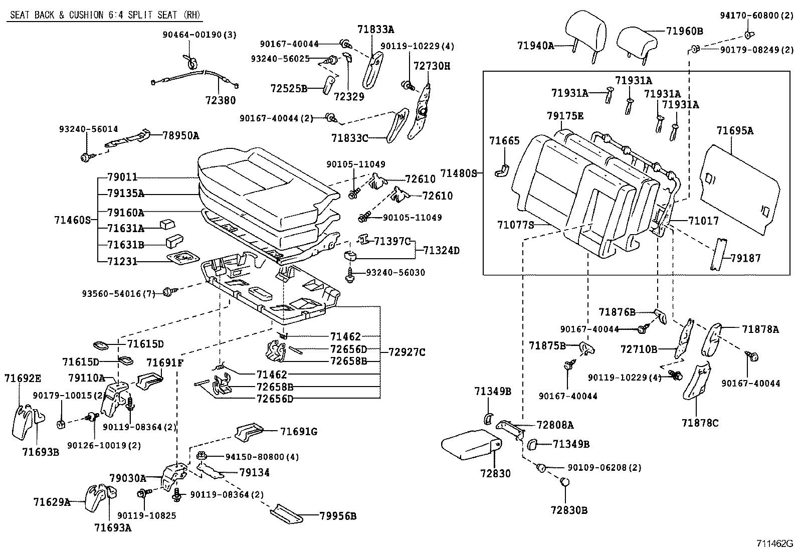 71013-60230 SPRING ASSY, FRONT SEAT BACK, RH(FOR SEPARATE TYPE) product image