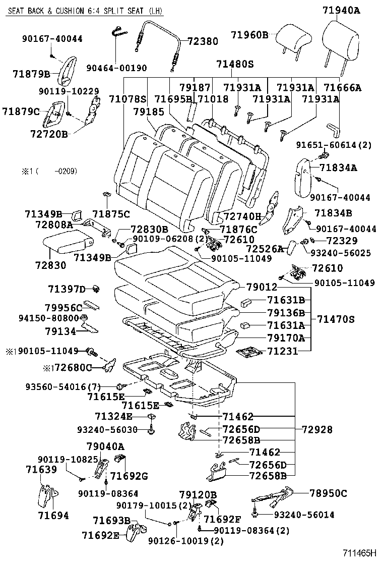 71013-60230 SPRING ASSY, FRONT SEAT BACK, RH(FOR SEPARATE TYPE) product image