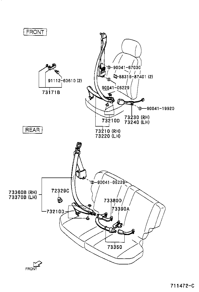 73360-87403-03 BELT ASSY, REAR SEAT, OUTER product image