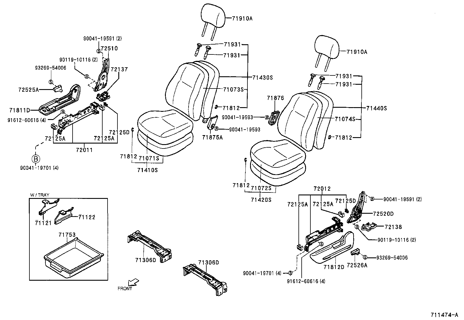 71122-87401 BRACKET, FRONT SEAT CUSHION, LH product image