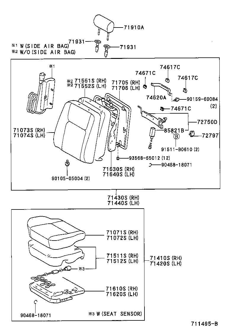 71052-30070 PAD, FRONT SEAT CUSHION, LH (FOR SEPARATE TYPE) product image