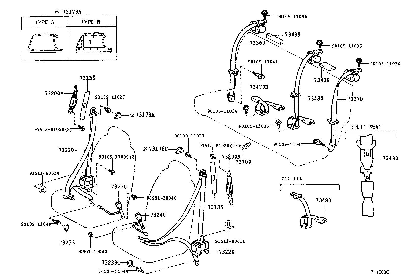 73230-52320 BELT ASSY, FRONT SEAT INNER, RH product image
