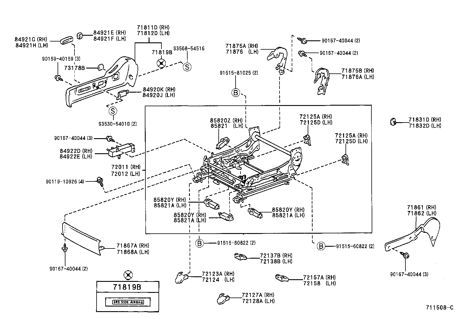 71052-30070 PAD, FRONT SEAT CUSHION, LH (FOR SEPARATE TYPE) product image