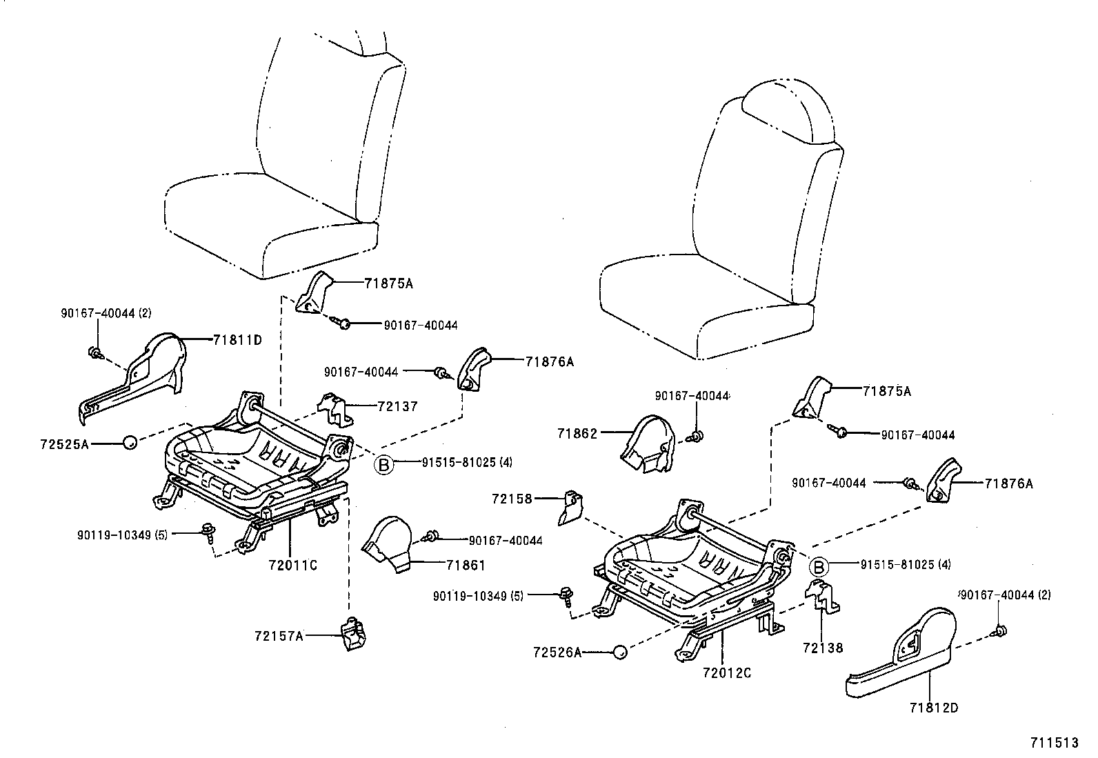 71052-52010 PAD, FRONT SEAT CUSHION, LH (FOR SEPARATE TYPE) product image