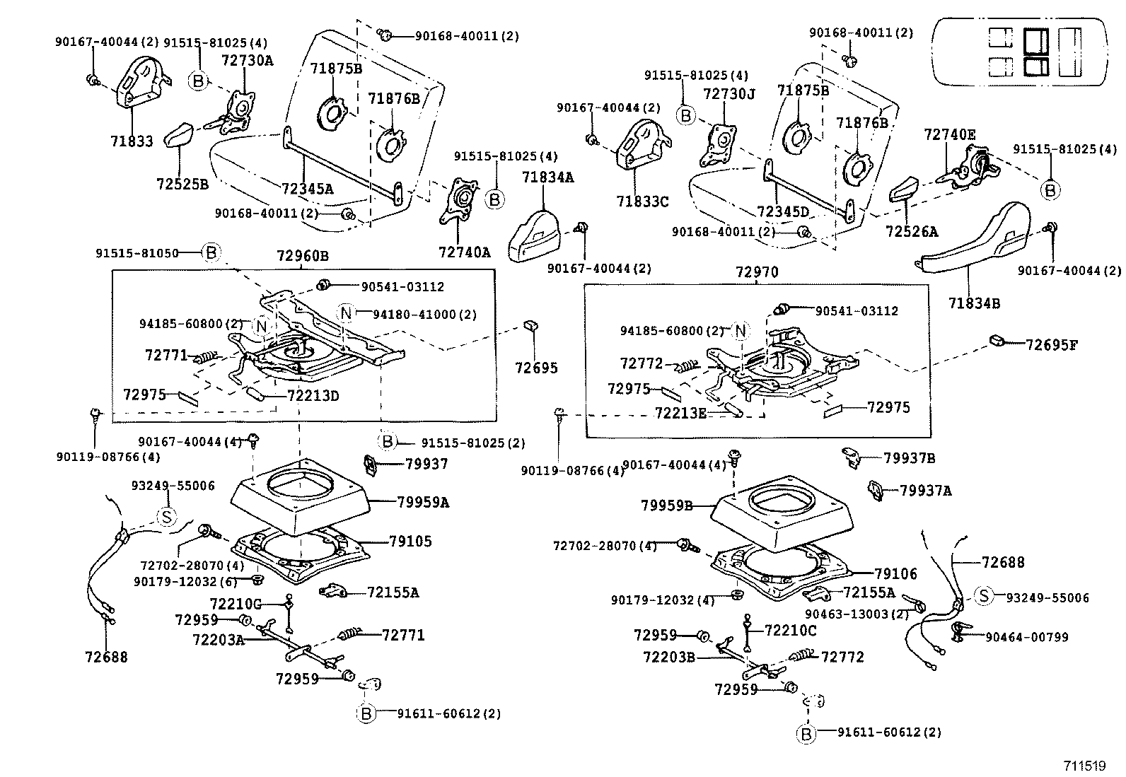 71013-28360 SPRING ASSY, FRONT SEAT BACK, RH(FOR SEPARATE TYPE) product image