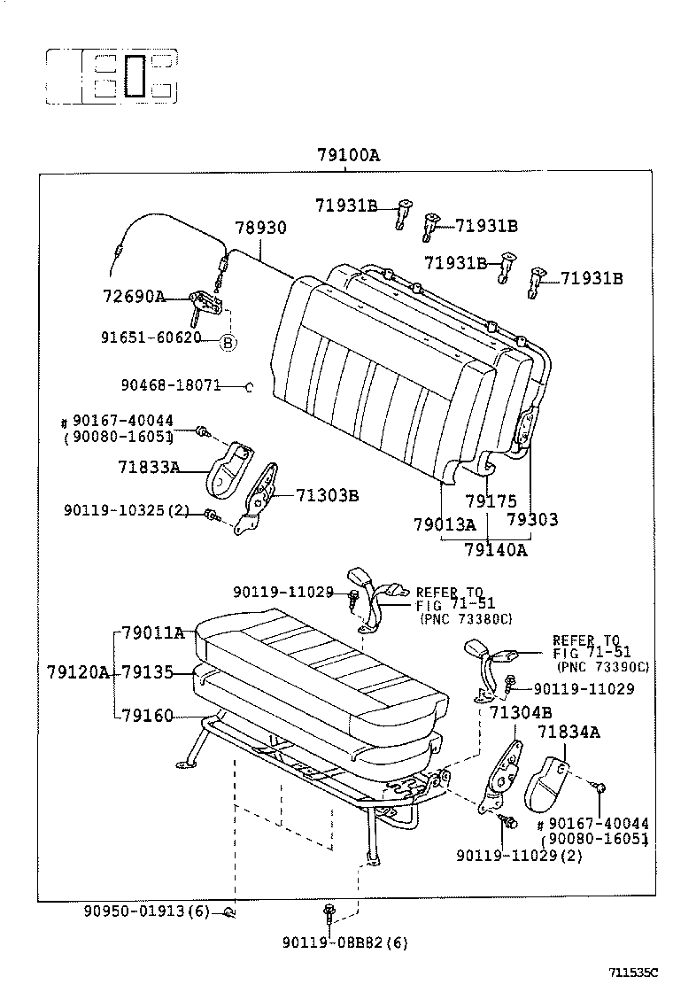 79360-0B030 SPRING ASSY, NO.3 SEAT CUSHION product image