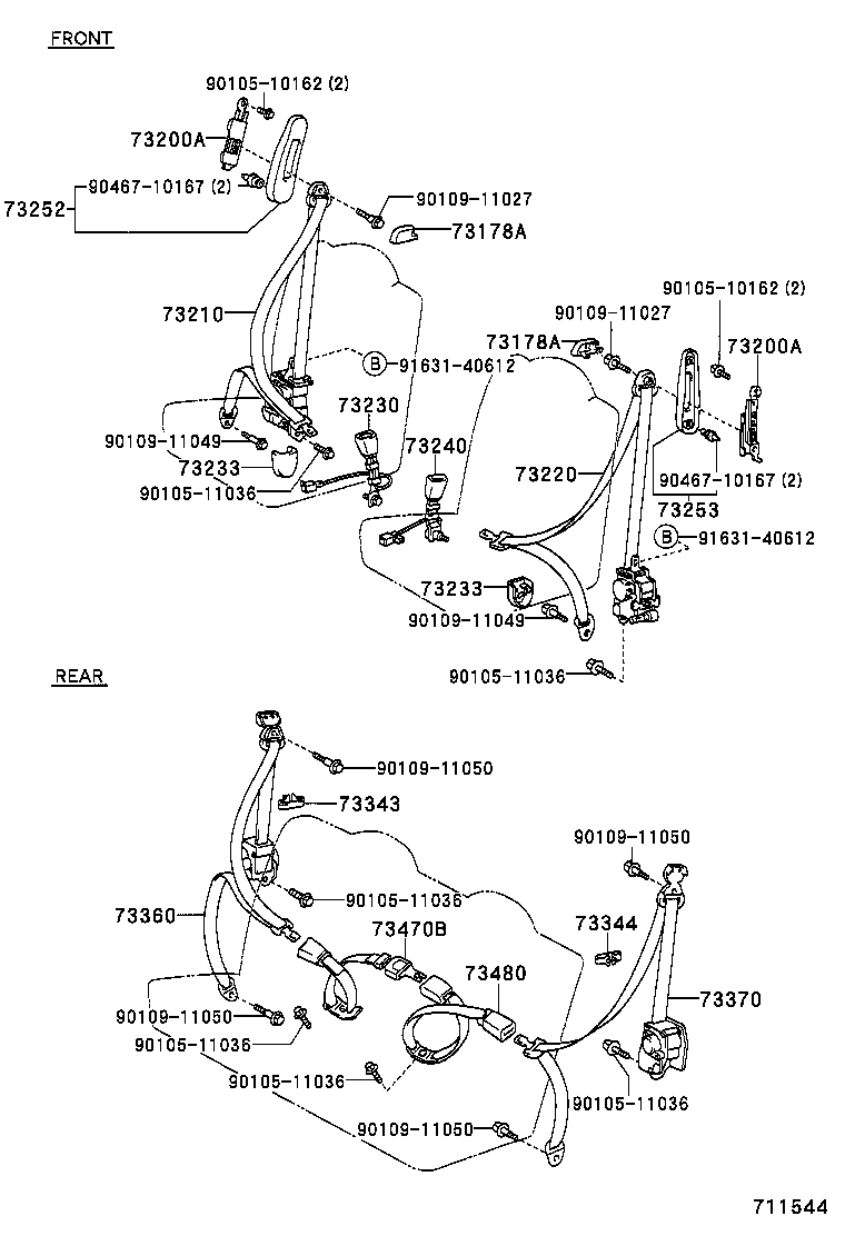73200-52020-C0 ADJUSTER ASSY, FRONT SHOULDER BELT ANCHOR product image
