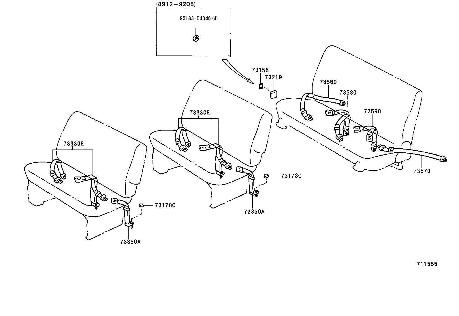 73210-26041-B1 BELT ASSY, FRONT SEAT OUTER, RH product image