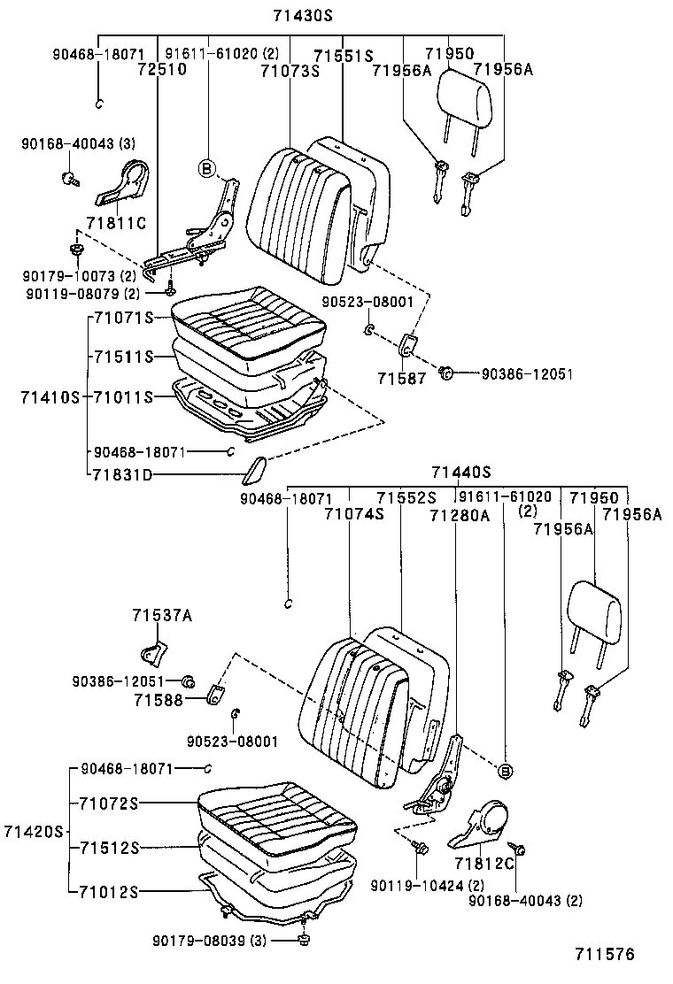 71033-27010 PAD, CENTER SEAT BACK product image