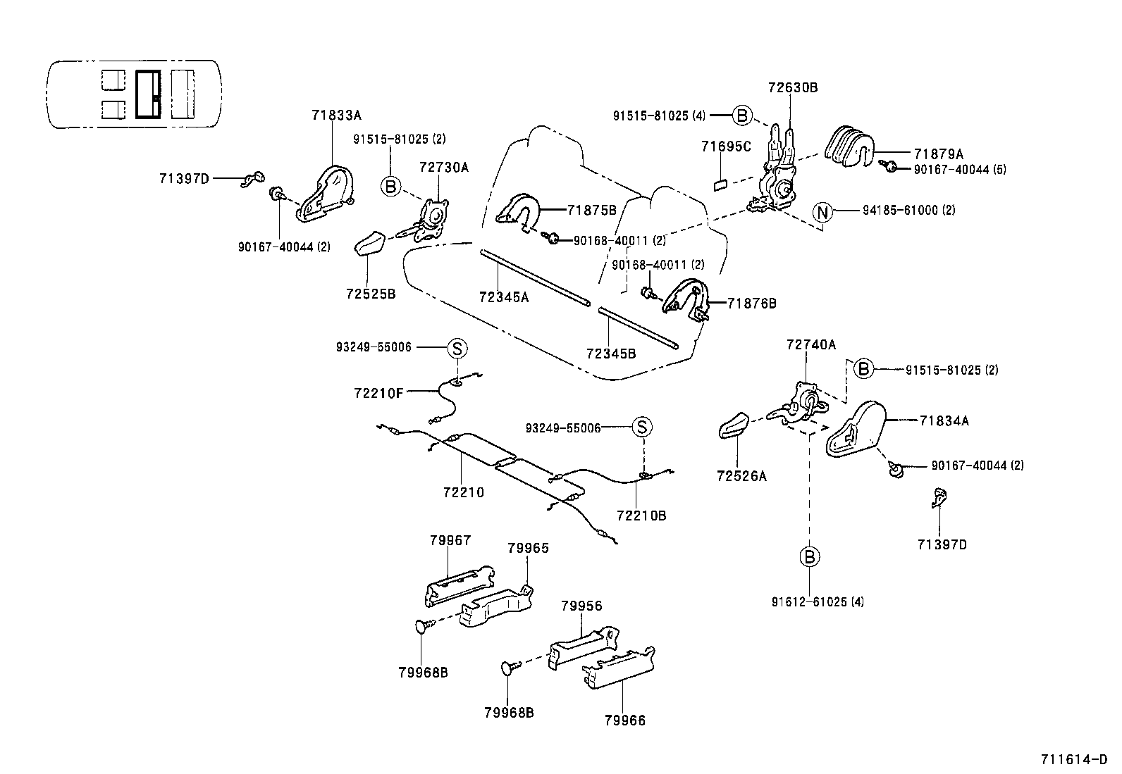 71461-28090 SPRING, REAR SEAT CUSHION product image
