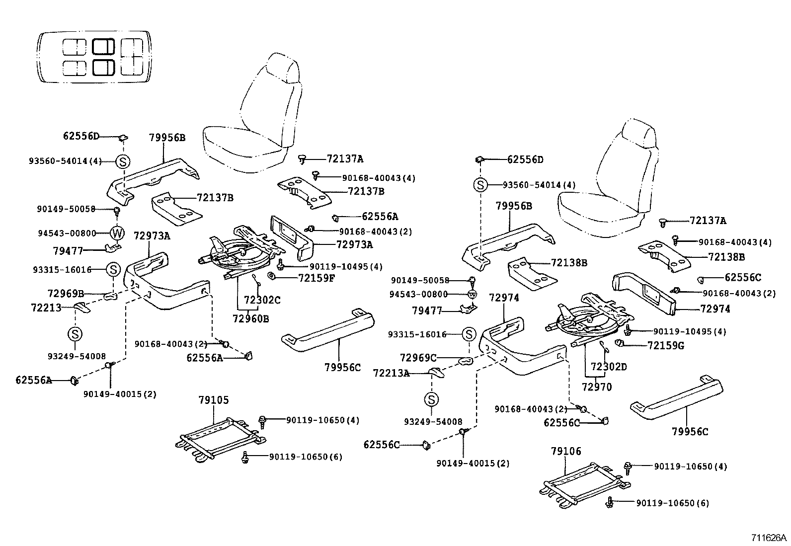 71012-28070 FRAME SUB-ASSY, FRONT SEAT CUSHION, LH product image