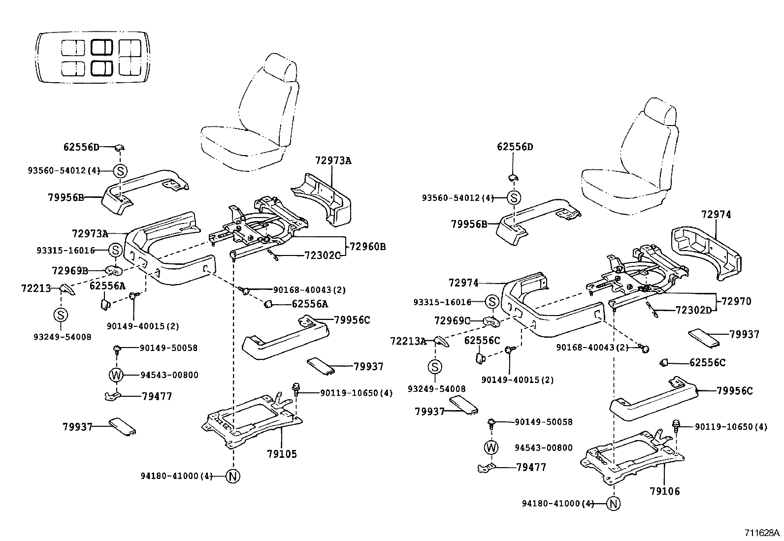 71012-28070 FRAME SUB-ASSY, FRONT SEAT CUSHION, LH product image