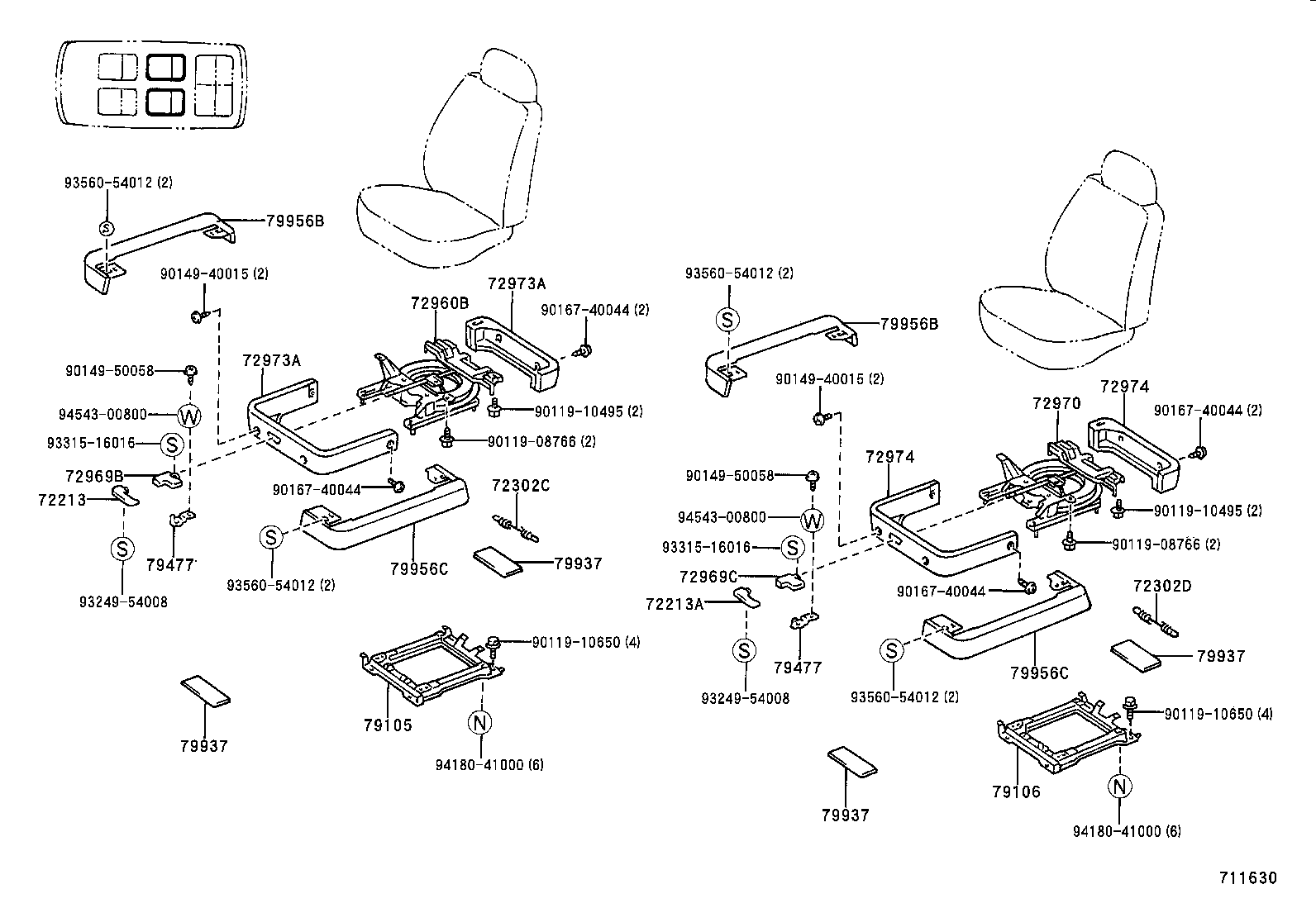 71012-28070 FRAME SUB-ASSY, FRONT SEAT CUSHION, LH product image