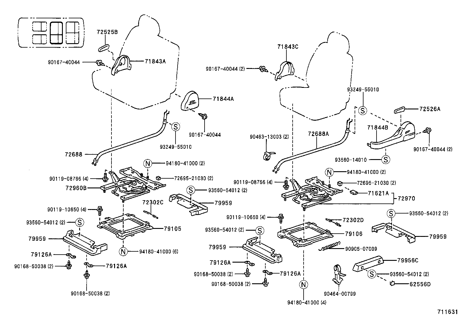 71012-28070 FRAME SUB-ASSY, FRONT SEAT CUSHION, LH product image