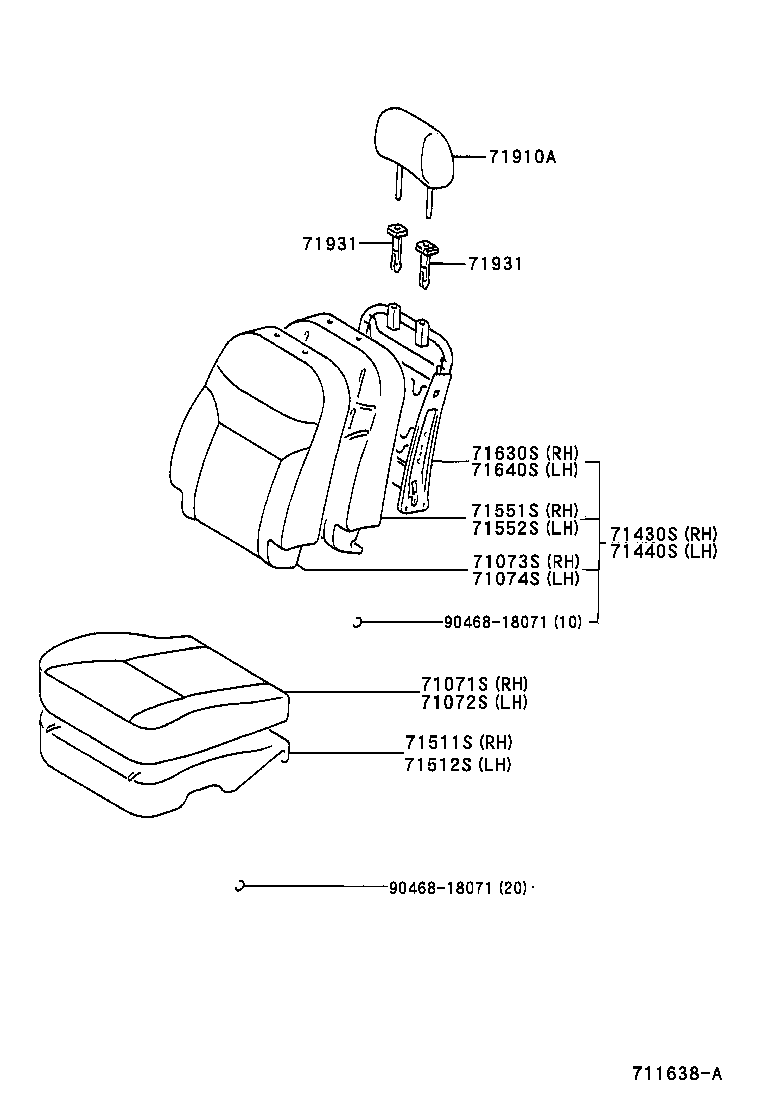 71630-47010 SPRING ASSY, FRONT SEAT BACK, RH(FOR SEPARATE TYPE) product image