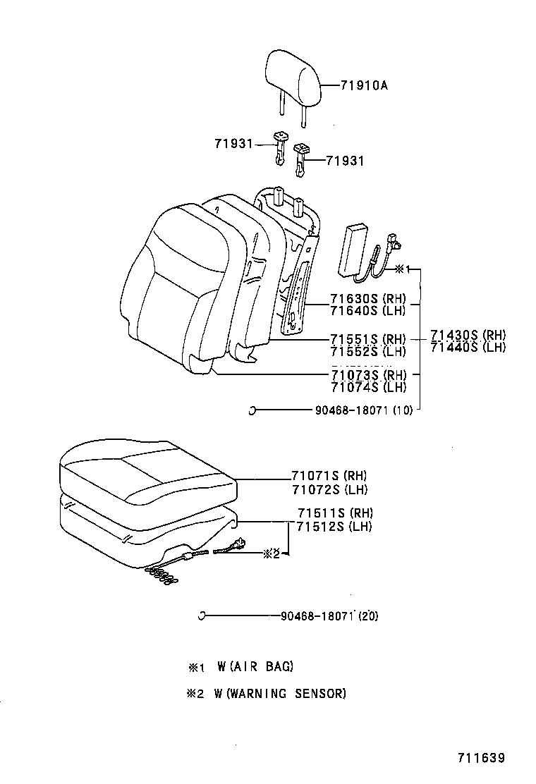 71552-47020 PAD, FRONT SEAT BACK, LH(FOR SEPARATE TYPE) product image